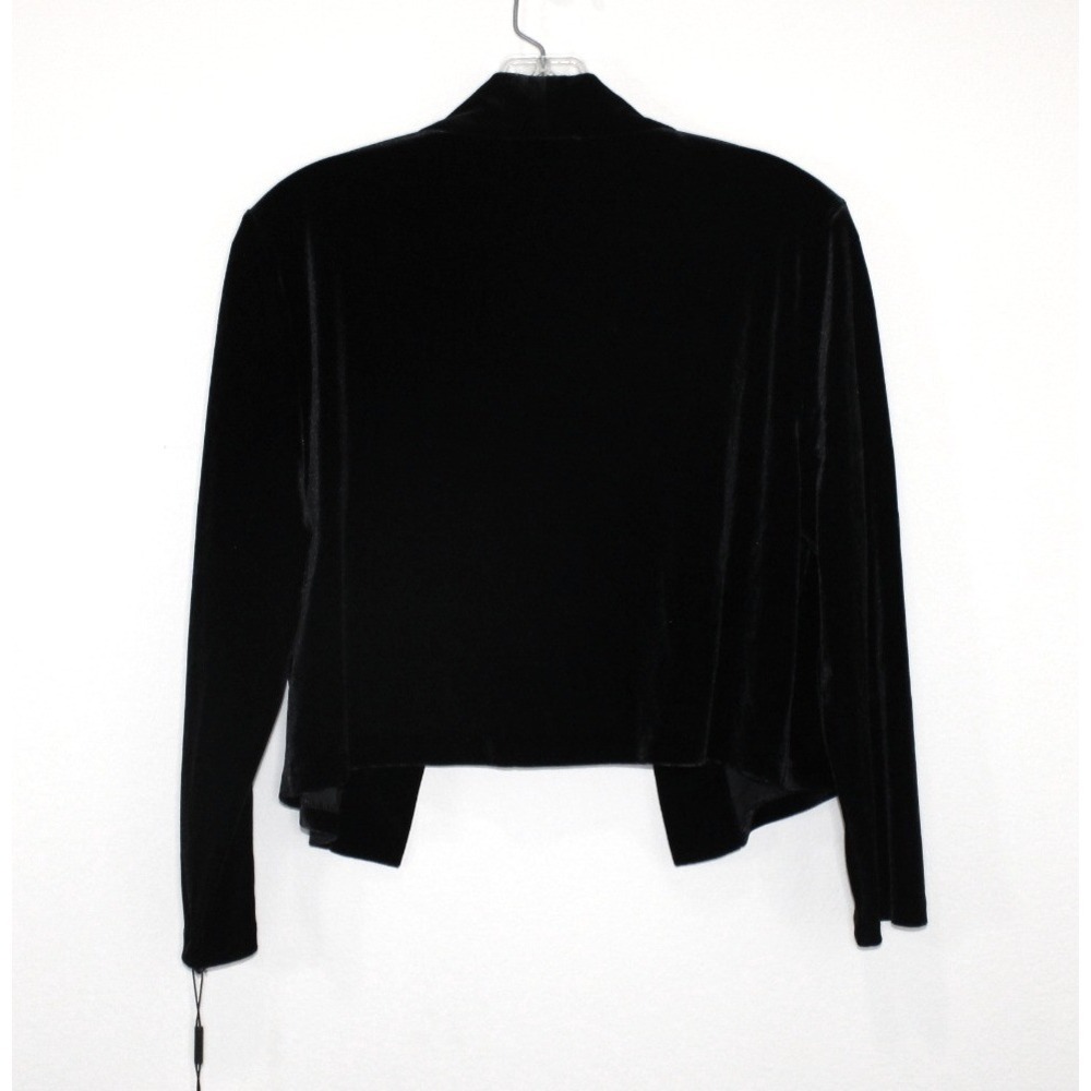 Calvin Klein black velvet shrug L open front 3/4 sleeve bolero NWT - Picture 2 of 6